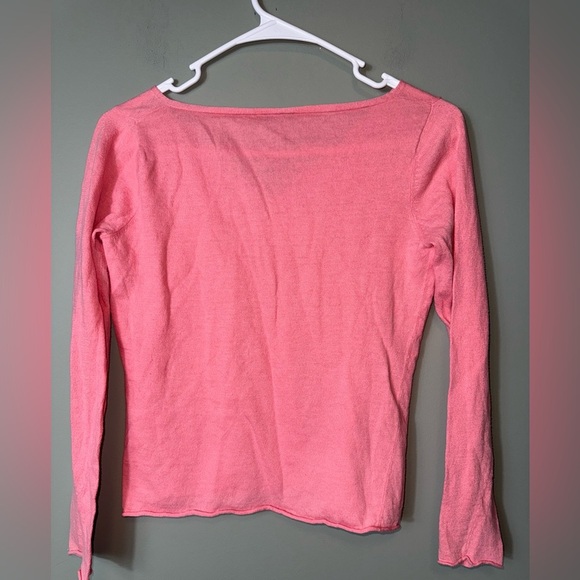 Eileen Fisher Petite Women’s VNeck‎ Lightweight Sweater Size 2P-4P Coral Color - Picture 4 of 5